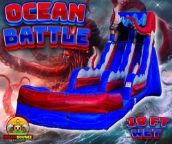 19' Ocean battle Water slide with landing pool